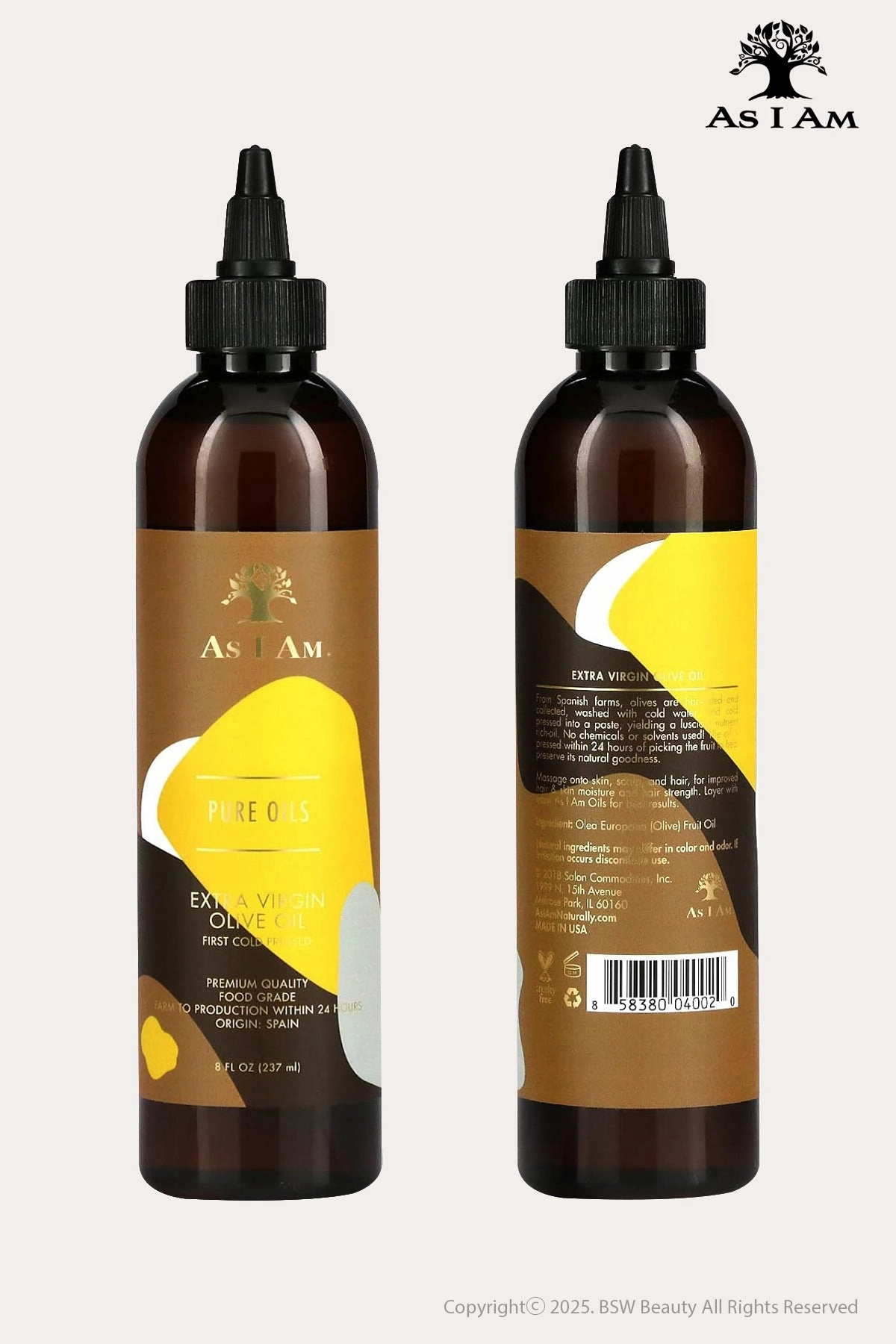AS I AM PURE OILS EXTRA VIRGIN OLIVE OIL 8oz