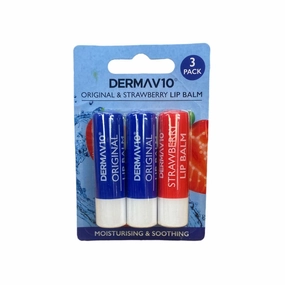 Derma V10 Original & Strawberry Lip Balm 3pk