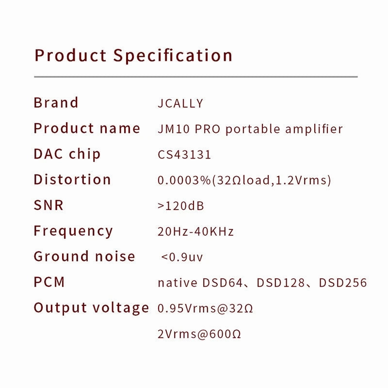 JCALLY JM10 PRO Digital Audio Portable Amplifier Type C To 3.5 mm Adapter