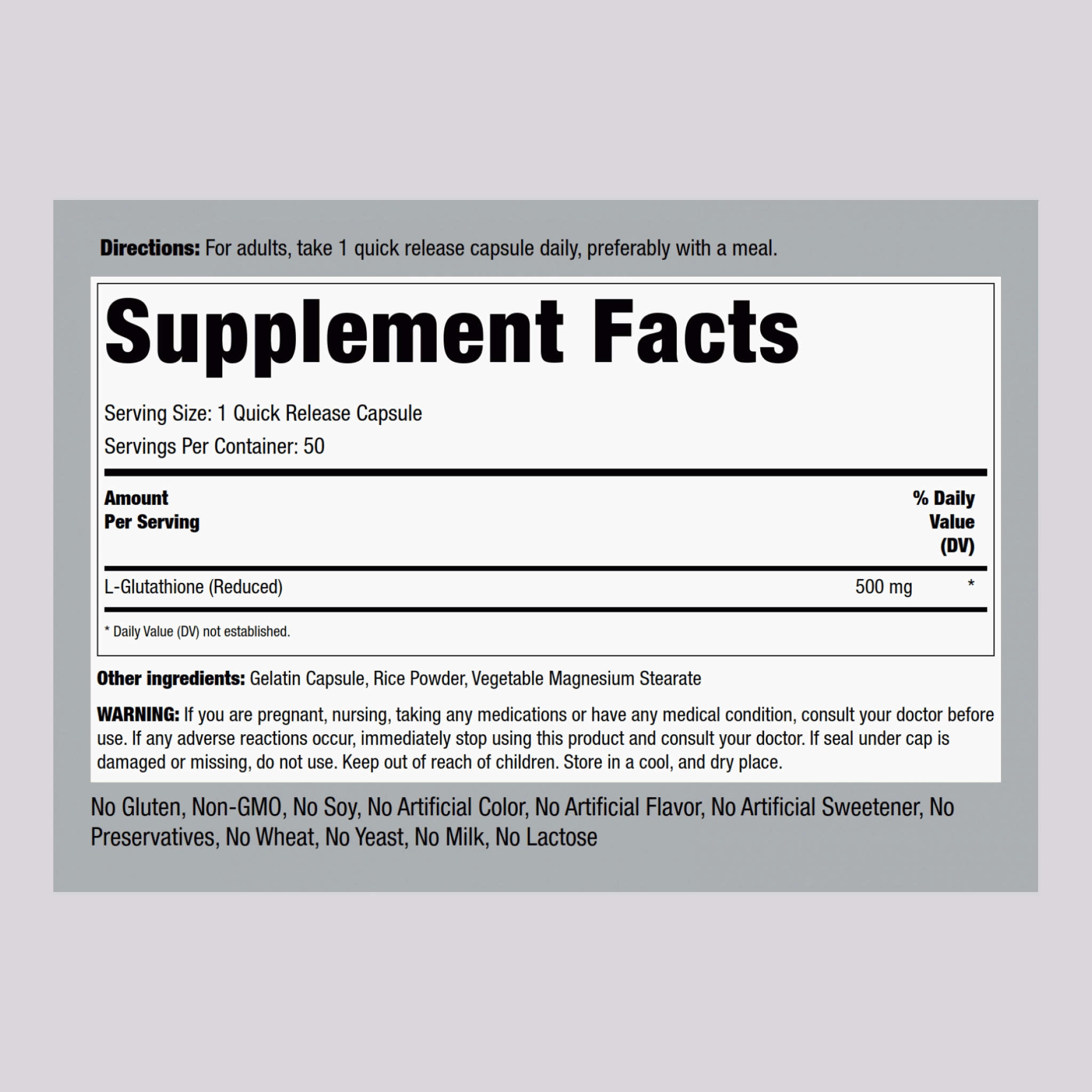 L-Glutathione (Reduced), 500 mg, 50 Quick Release Capsules, 2  Bottles