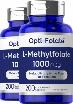 L-Methylfolate, 1000 mcg, 200 Quick Release Capsules, 2  Bottles