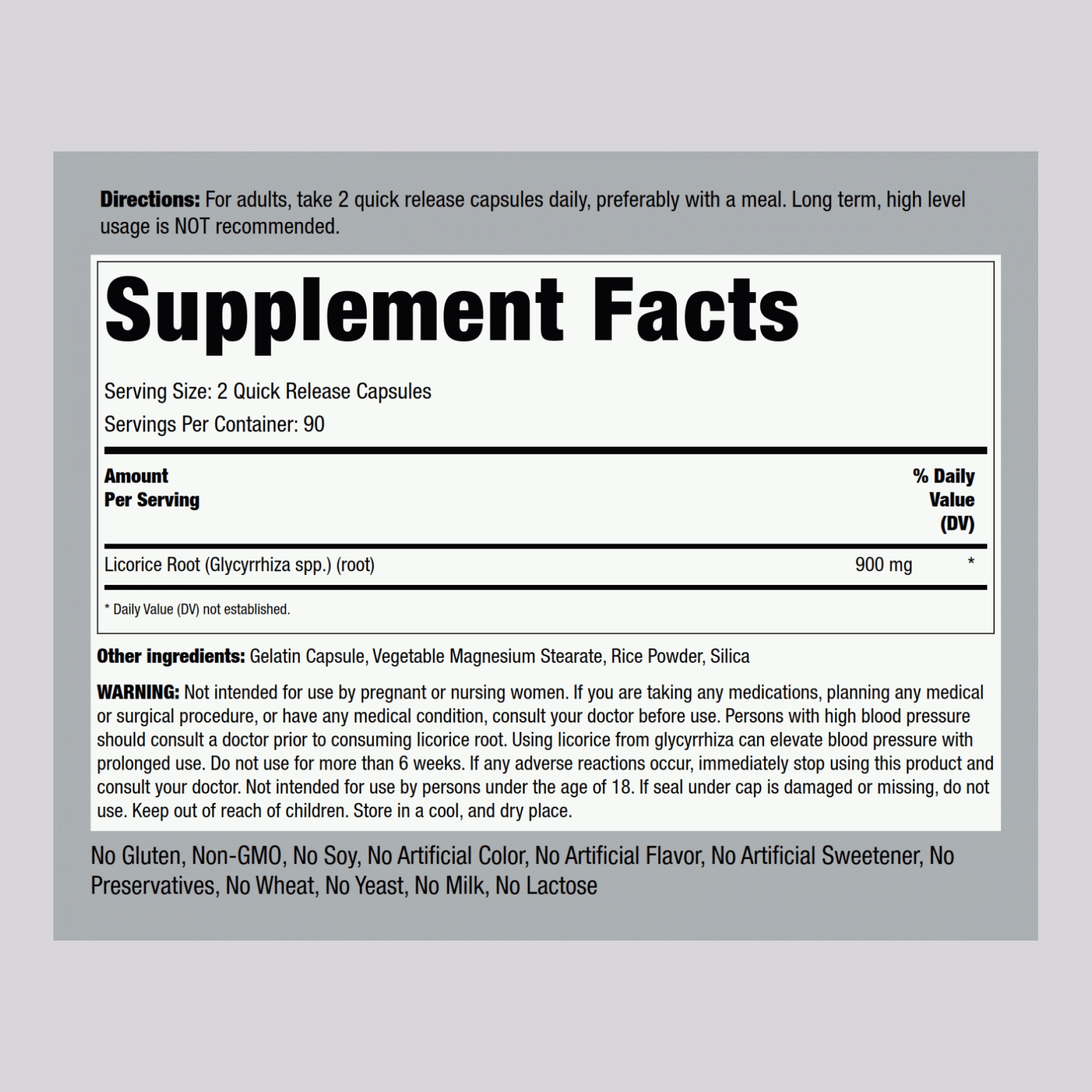 Licorice Root, 900 mg (per serving), 180 Quick Release Capsules
