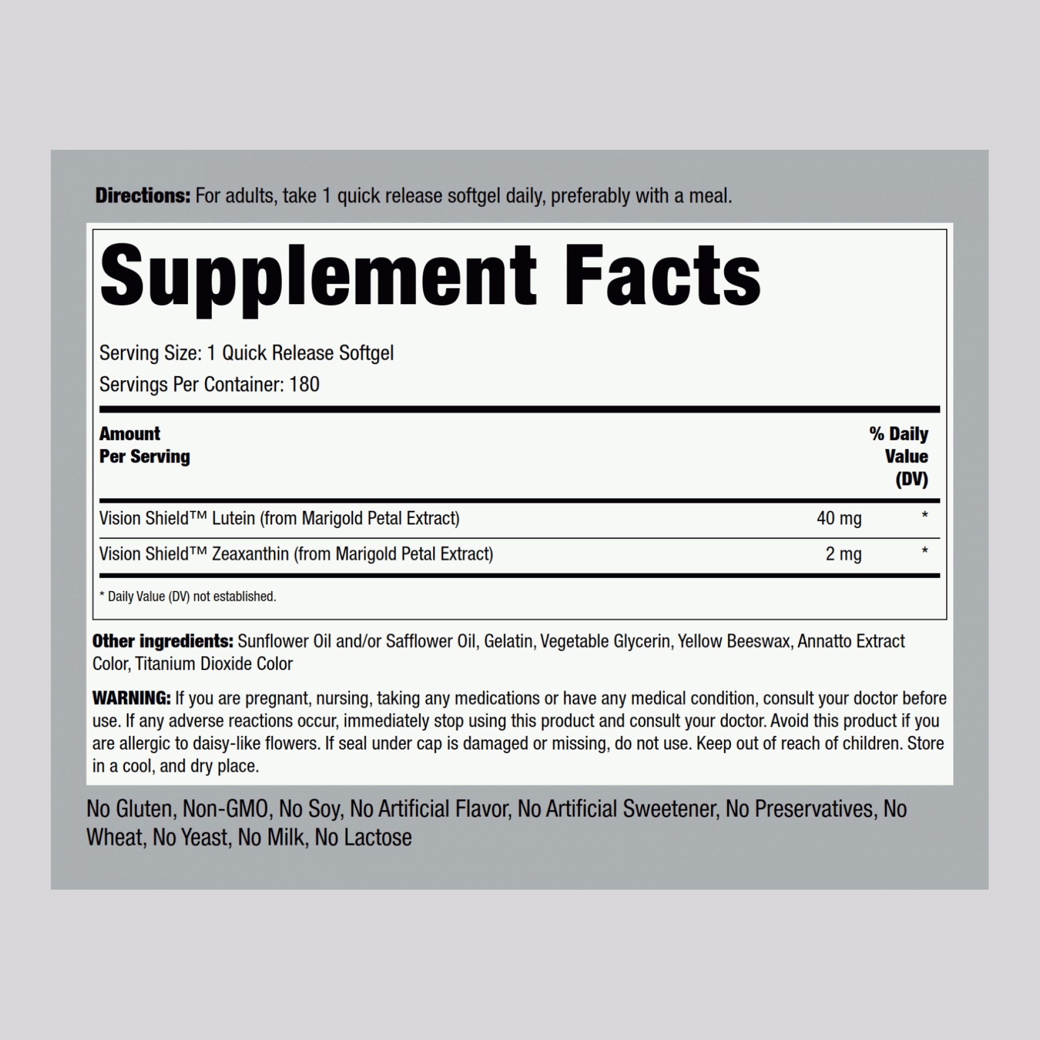 Lutein   Zeaxanthin, 40 mg, 180 Quick Release Softgels