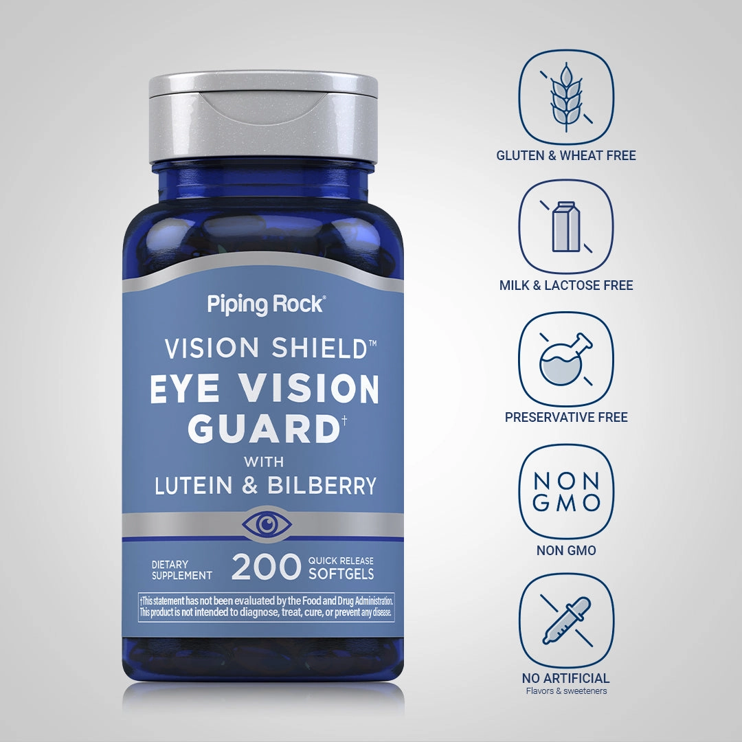 Lutein Bilberry Eye Vision Guard   Zeaxanthin, 200 Quick Release Softgels