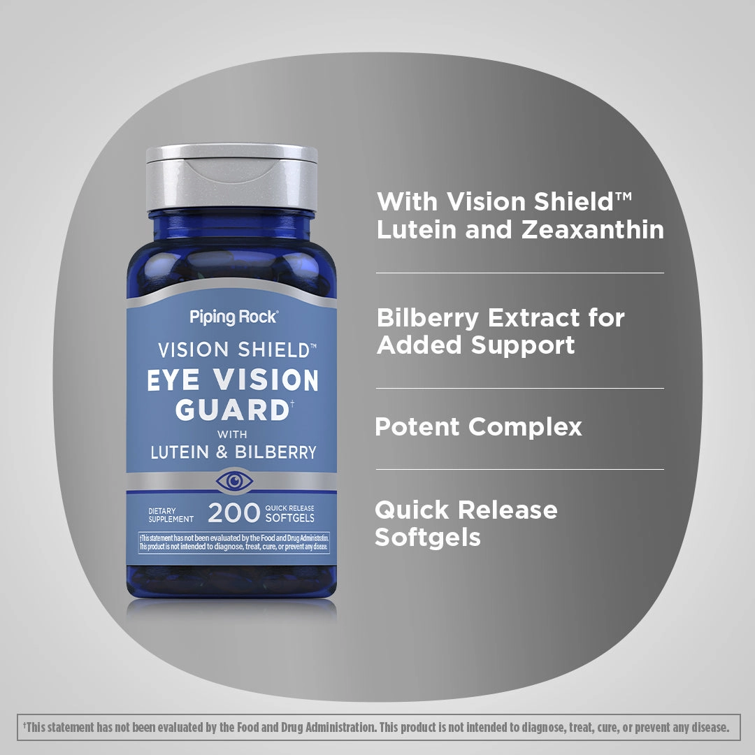 Lutein Bilberry Eye Vision Guard   Zeaxanthin, 200 Quick Release Softgels