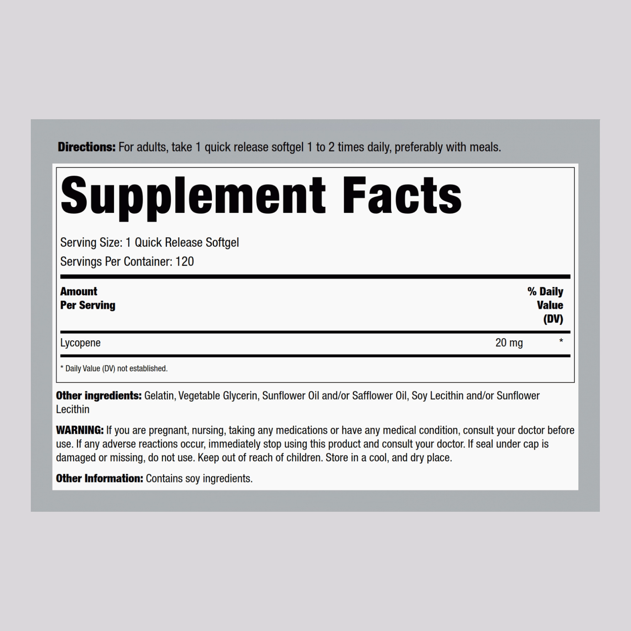 Lycopene, 20 mg, 120 Quick Release Softgels