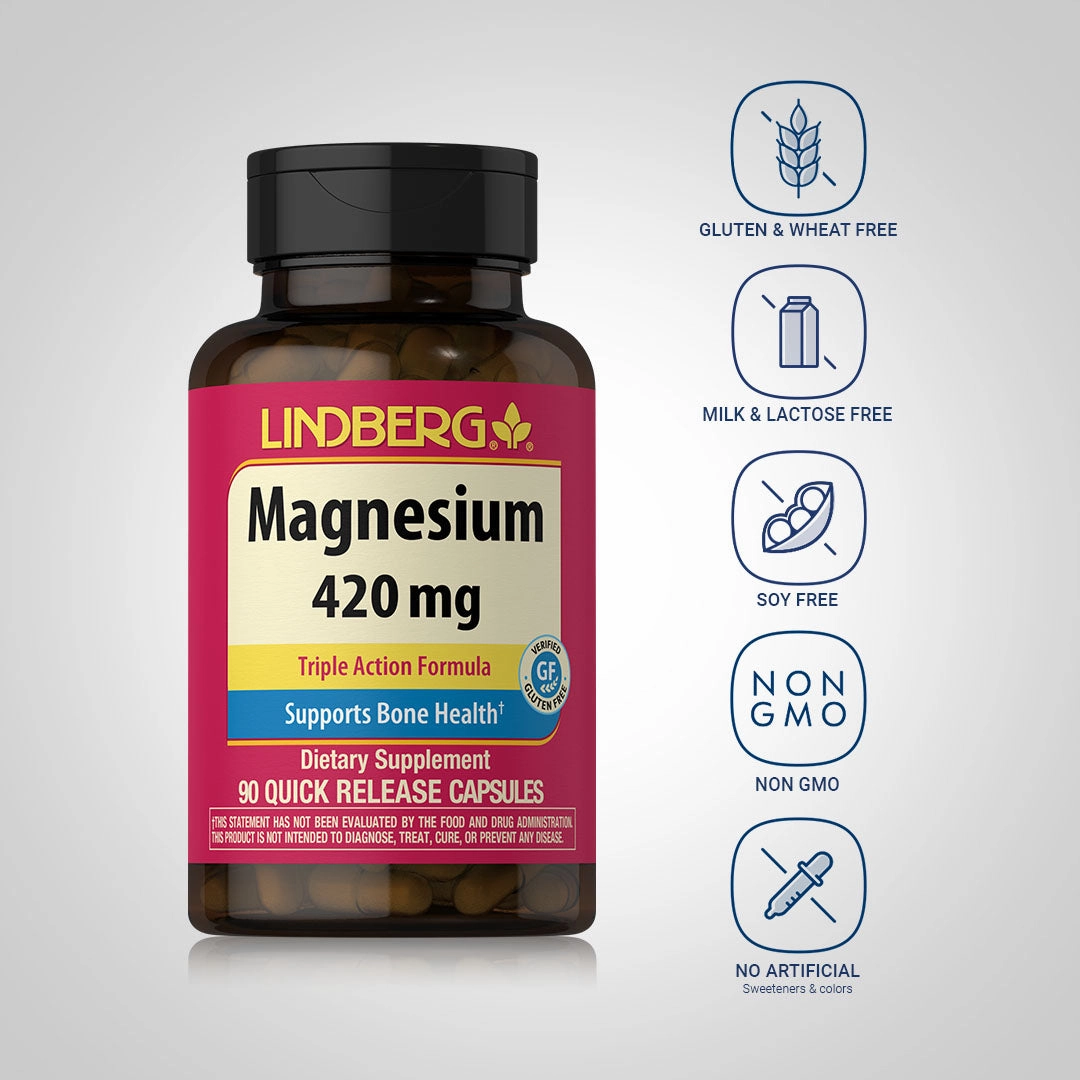 Magnesium (Triple-Action), 420 mg, 90 Quick Release Capsules