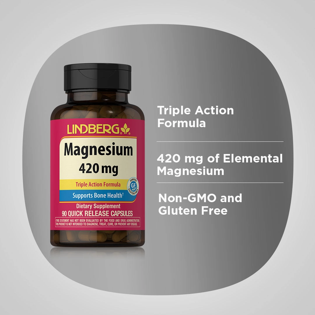 Magnesium (Triple-Action), 420 mg, 90 Quick Release Capsules
