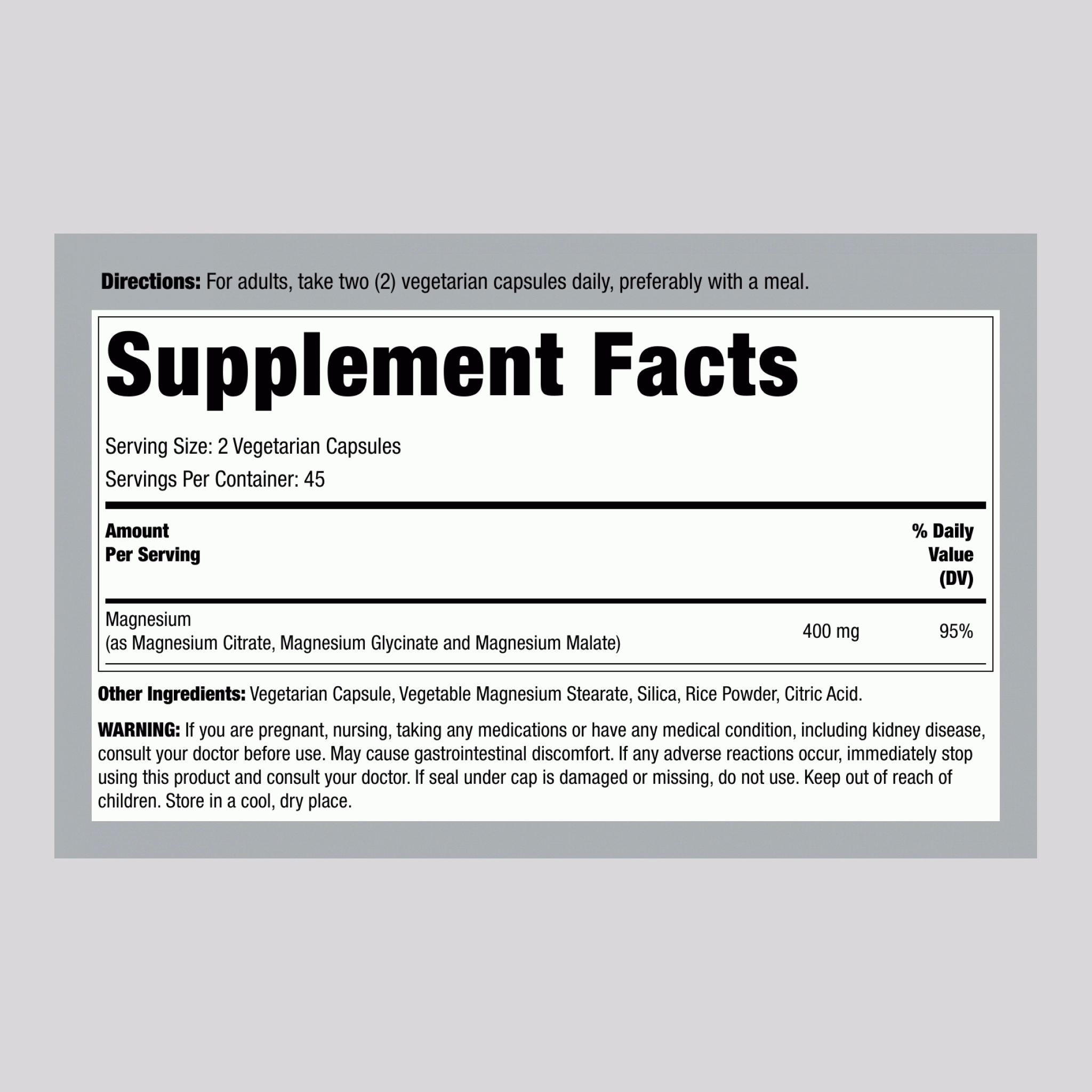 Magnesium (Triple-Action), 420 mg, 90 Quick Release Capsules