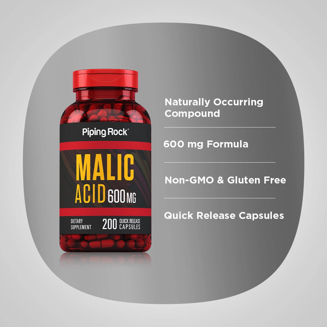 Malic Acid, 600 mg, 200 Quick Release Capsules