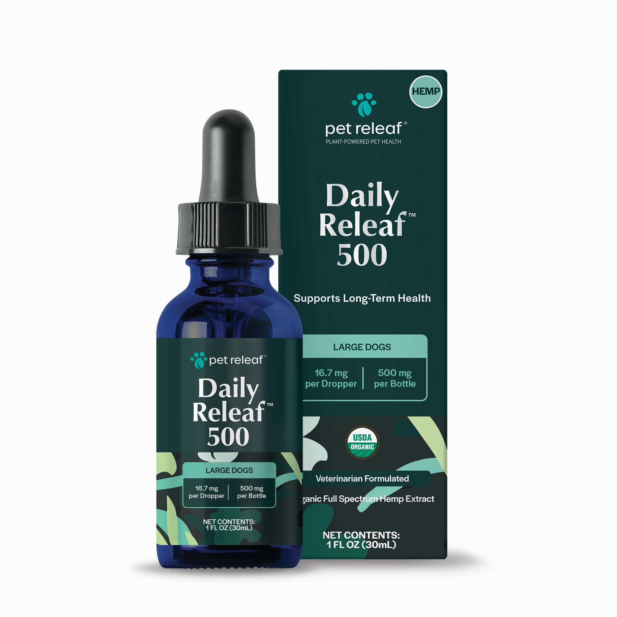 Pet Releaf Daily Releaf 500mg Hemp Oil for Large Dogs