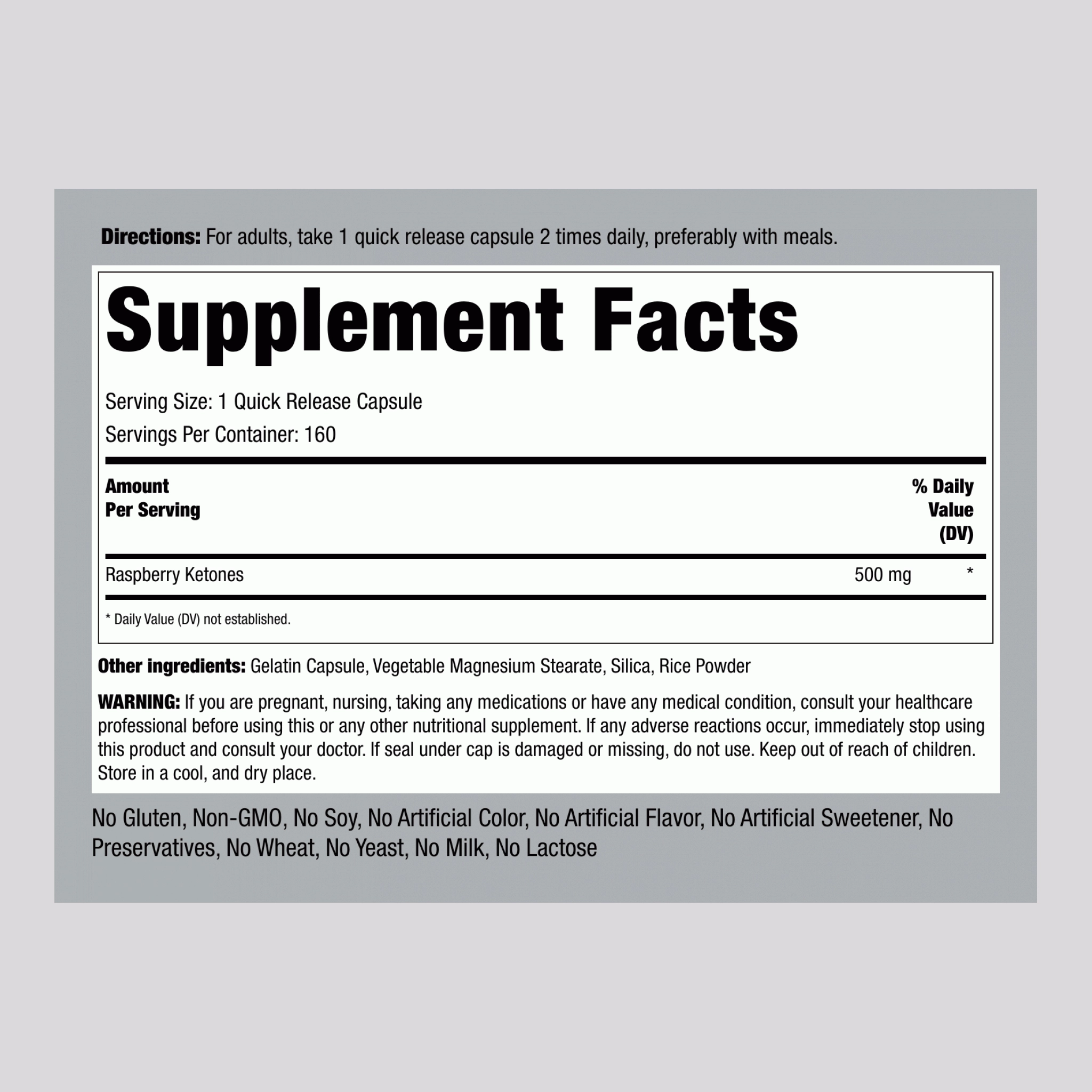Raspberry Ketones, 500 mg, 160 Quick Release Capsules