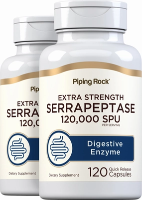 Serrapeptase, 120,000 SPU, 120 Quick Release Capsules, 2  Bottles