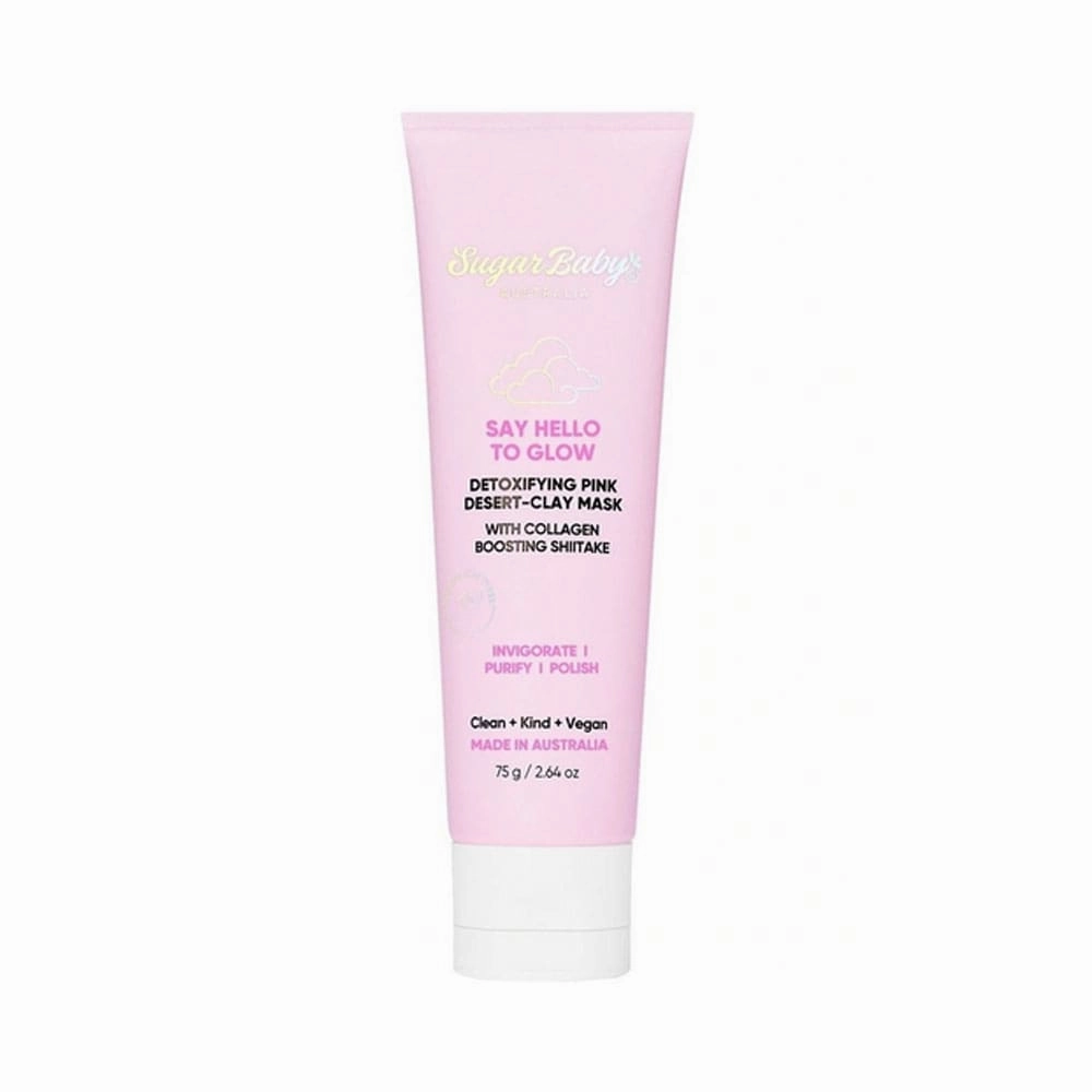 Sugar Baby Say Hello To Glow Detoxifying Pink Desert Clay Mask With Collagen Boosting Shitake 75g