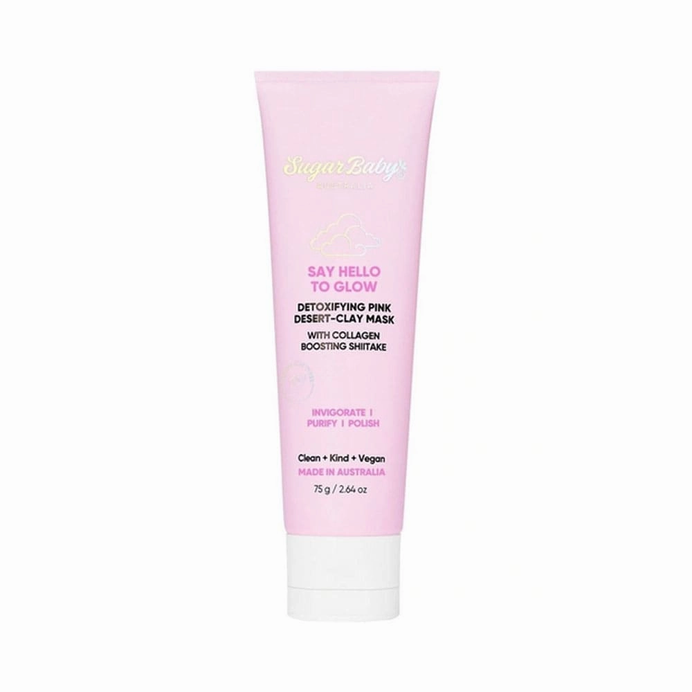 Sugar Baby Say Hello To Glow Detoxifying Pink Desert Clay Mask With Collagen Boosting Shitake 75g