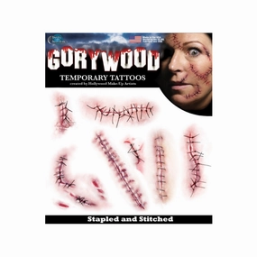 Tinsley Transfers Gorywood Temporary Tattoos Trauma Stapled and Stitched