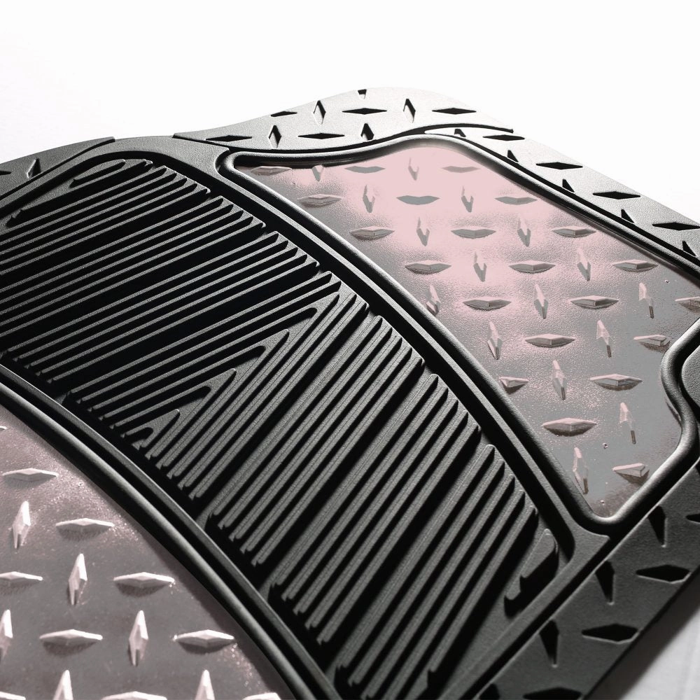Trimmable ClimaProof High Quality Metallic Non-Slip Rubber Floor Mats - Full Set Gray