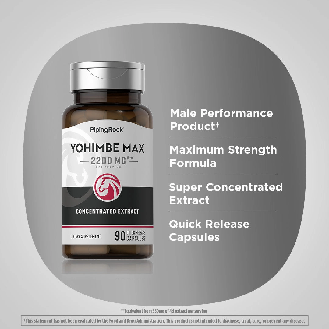 Yohimbe Max, 2200 mg (per serving), 90 Quick Release Capsules