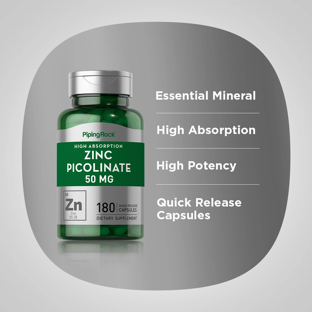 Zinc Picolinate (High Absorption Zinc), 50 mg, 180 Quick Release Capsules